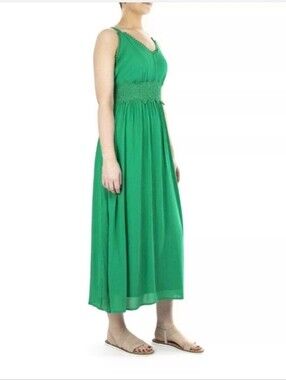 WHITE Nina Leonard Maxi Dress with Crochet Edge